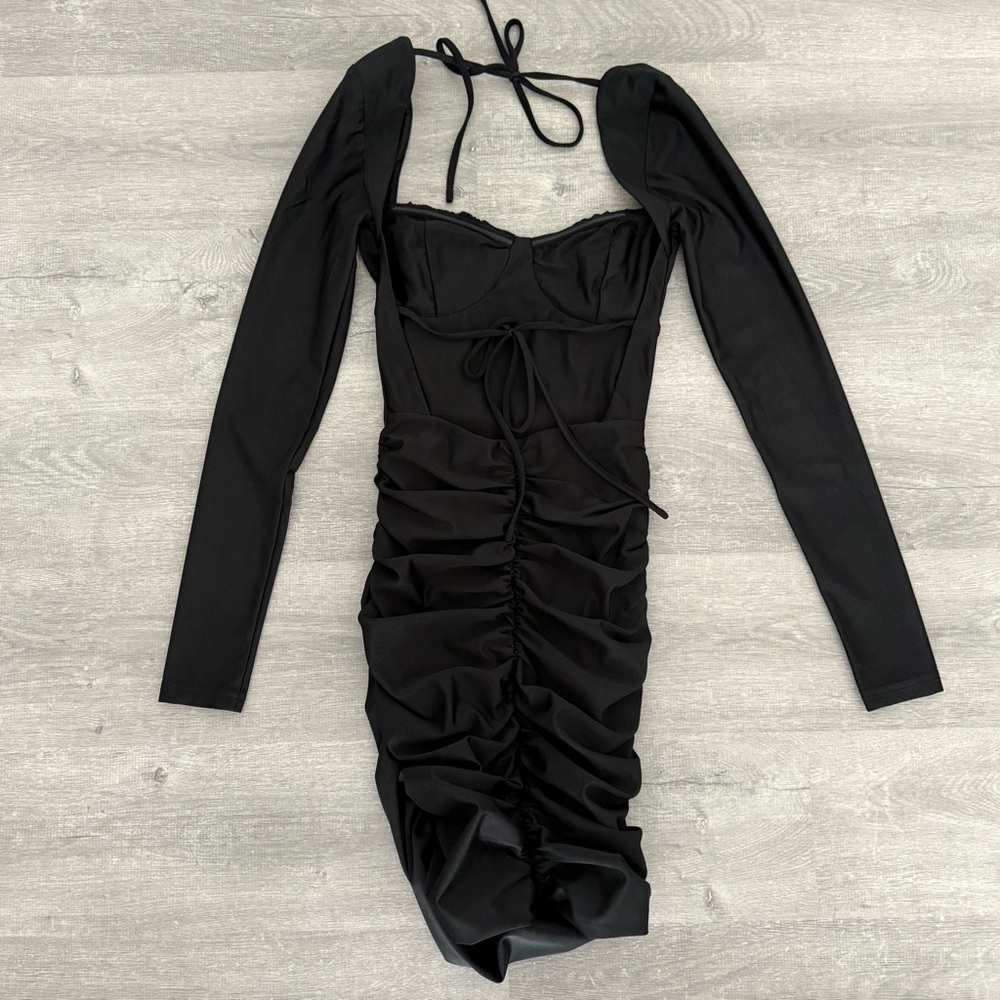 Tiger Mist Black Ruched Mini Dress - Picture 5 of 6
